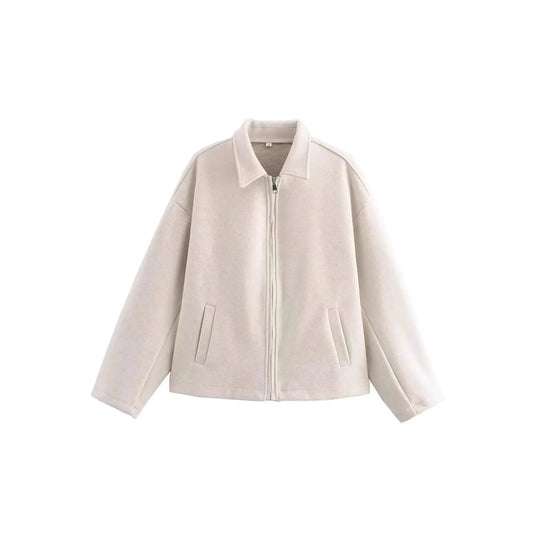 Damen lässige Fleecejacke mit hohem Kragen und praktischen Taschen EB