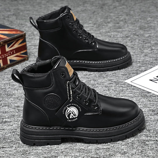Herren Schnürstiefel aus hochwertigem Leder mit dicker Sohle EB