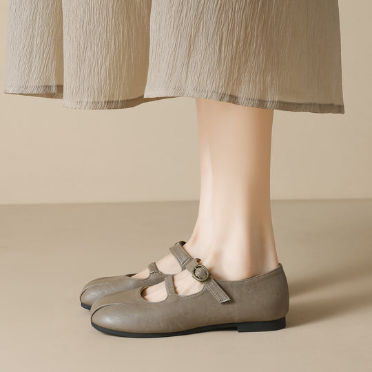 Damen Ballerinas mit eleganter Schnalle und hochwertigem Leder EB