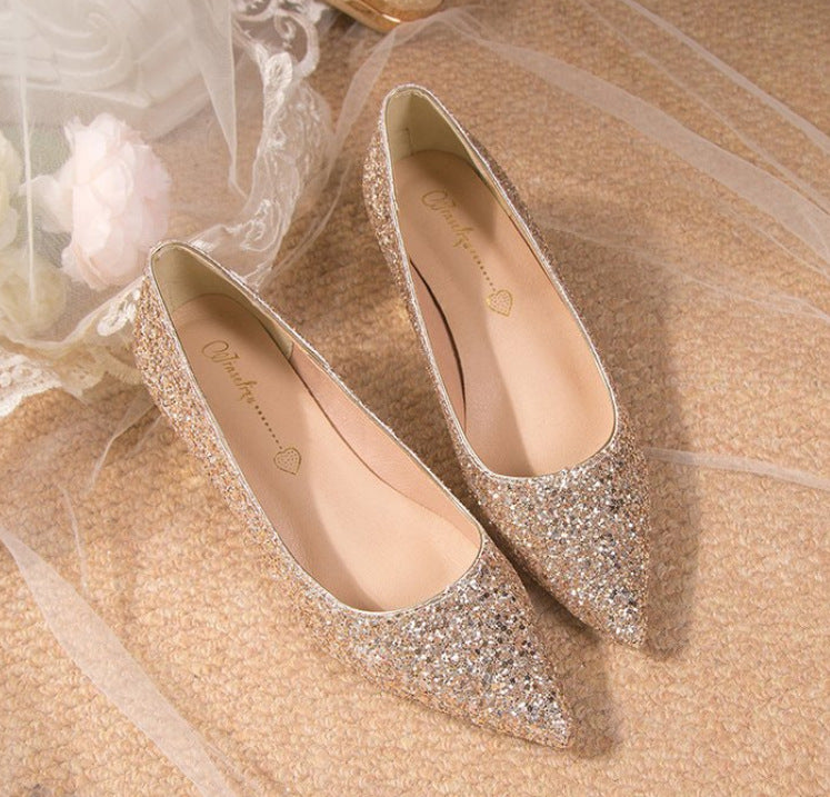 Damen elegante glitzernde Pumps mit spitz zulaufender Form EB