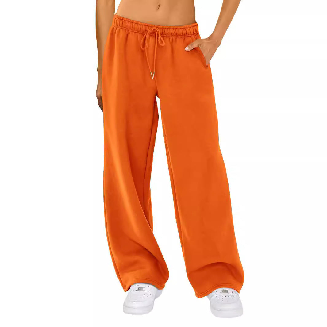 Damen nan weite Loungehose mit hohem Komfortbund, elastischem Tunnelzug und seitlichen Eingrifftaschen EB