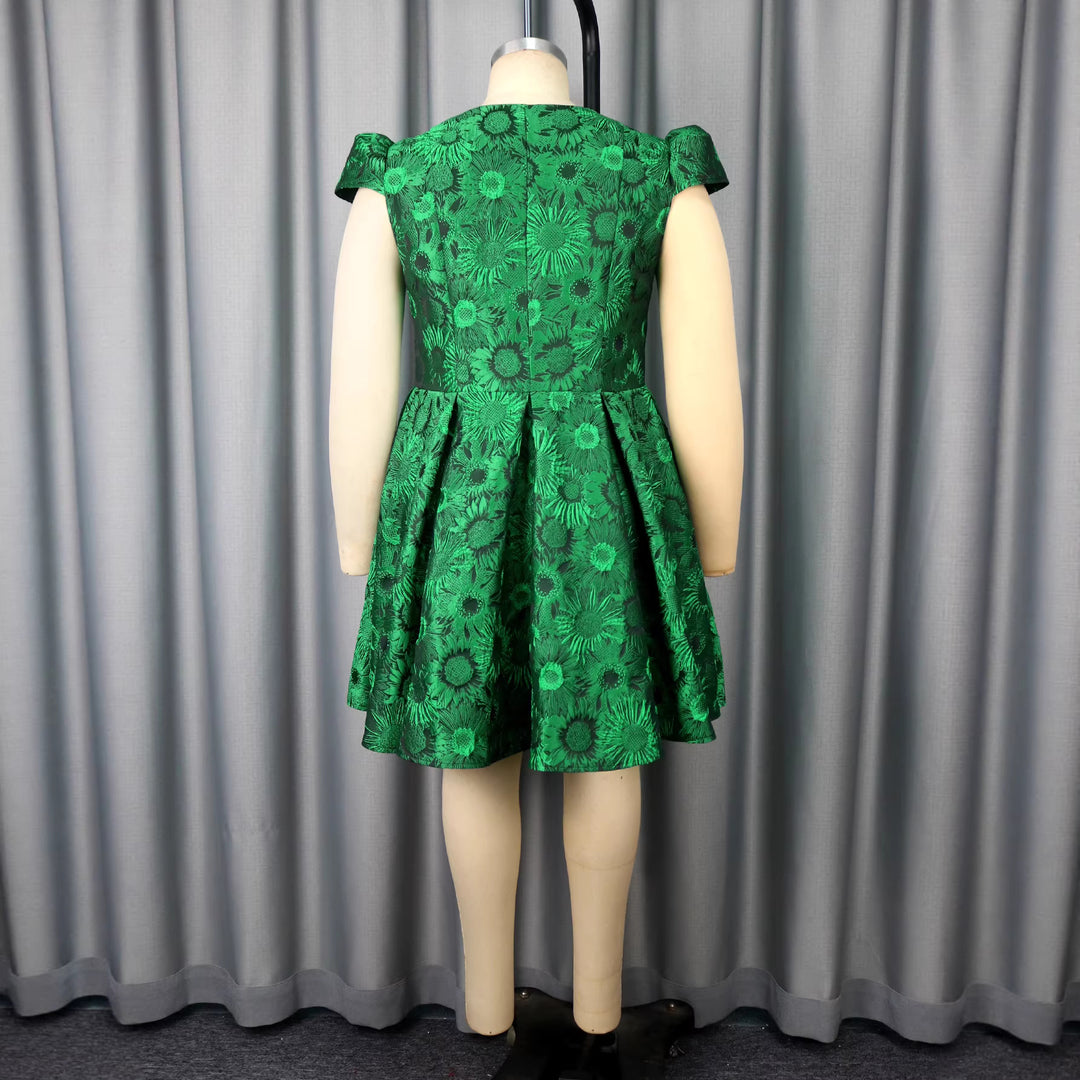 Damen A-Linien Kleid mit floralen Mustern und Wickeloberteil EB
