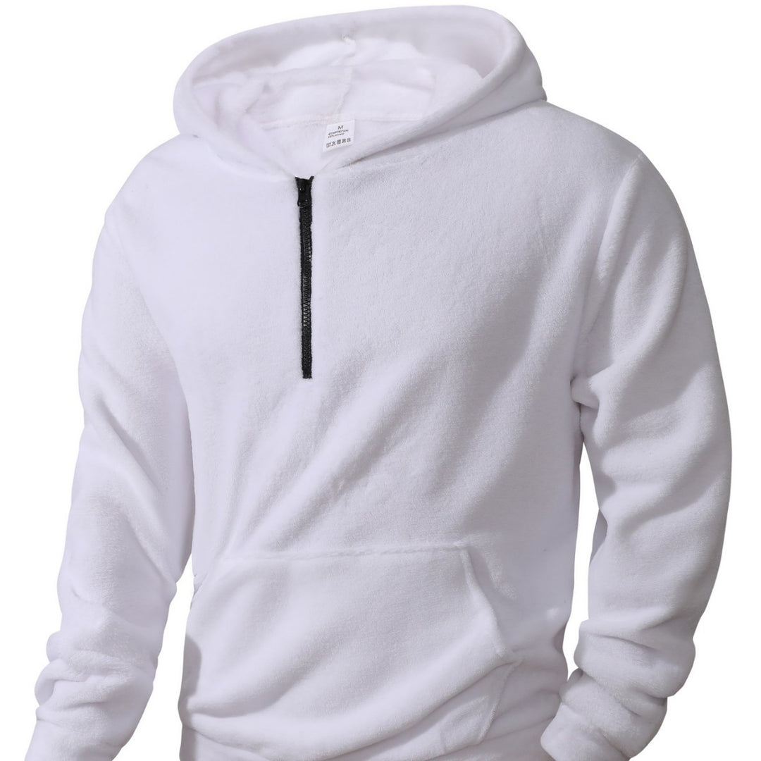Herren nan kuscheliger Microfleece-Hoodie mit Halbzip, Kapuze und Kängurutasche EB