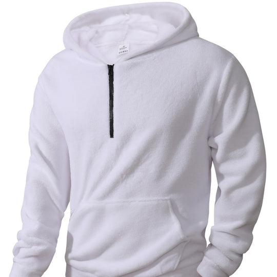 Herren nan kuscheliger Microfleece-Hoodie mit Halbzip, Kapuze und Kängurutasche EB