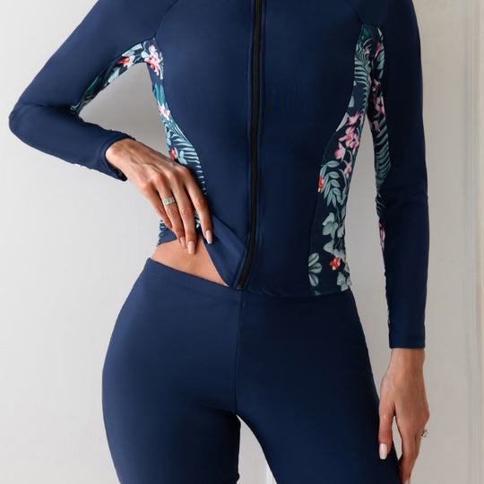 Damen Surfanzug mit langem Arm und floralen Akzenten EB