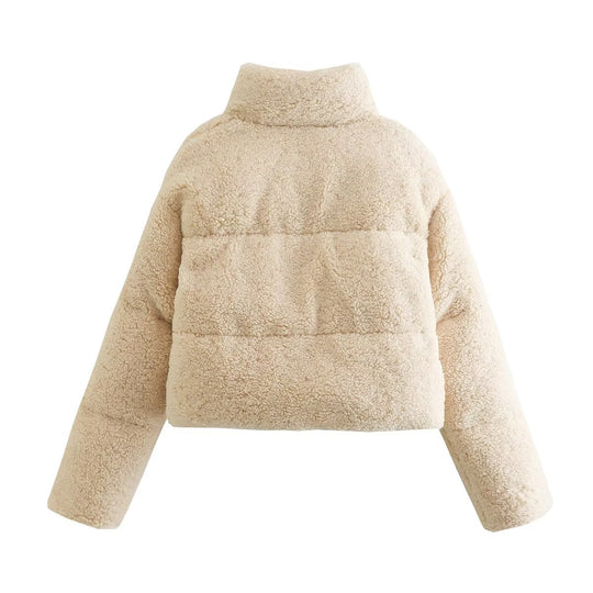 Damen Kuschelige Kurzjacke aus Fleece mit hohem Kragen EB