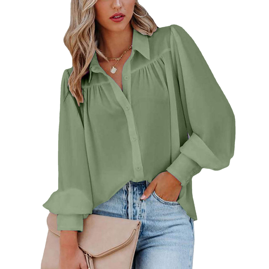 Damen Bluse mit femininen Rüschendetails und lockeren Ärmeln EB