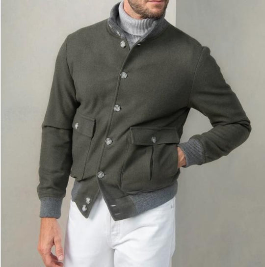 Herren lässige und strukturierte Baumwolljacke mit praktischen Taschen EB