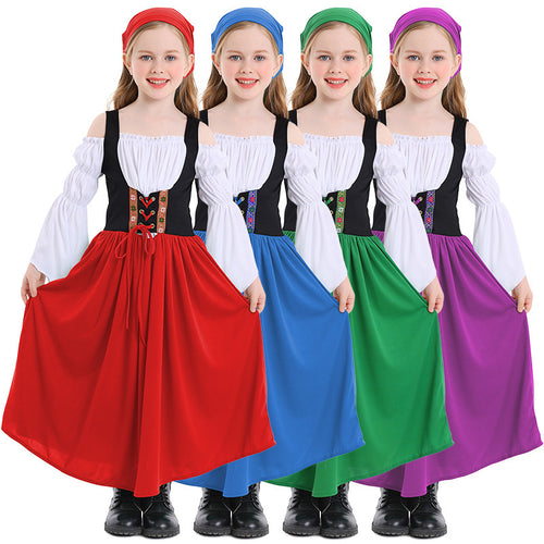 Damen nan mittelalterliches Mädchenkostüm mit Schnürmieder und Kopftuch EB
