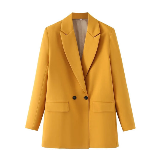 Damen Oversize Doppelreihiger Blazer mit fallendem Revers und weicher Innenfütterung EB