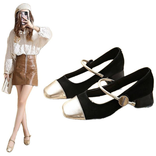 Damen Mary Jane Schuhe mit glänzendem Absatz EB