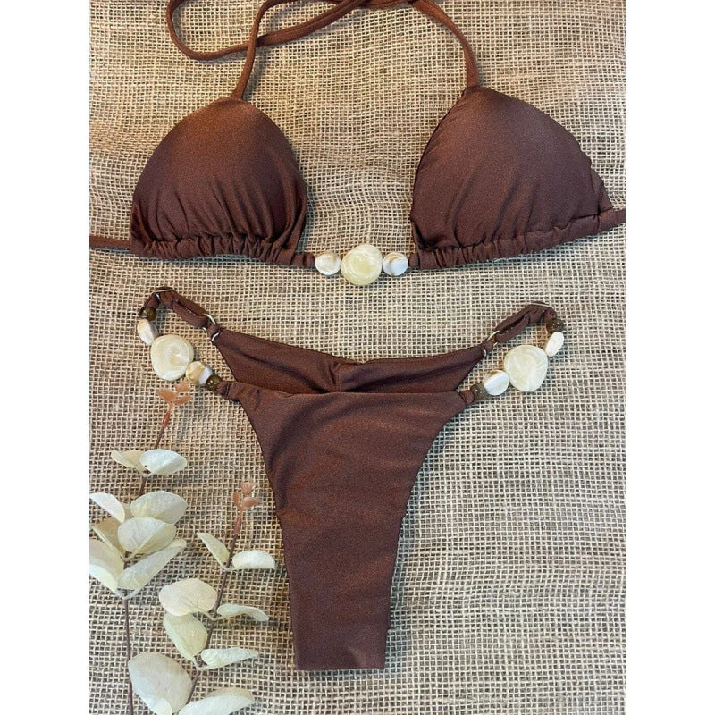 Damen Triangel-Bikini mit eleganten Verzierungen EB