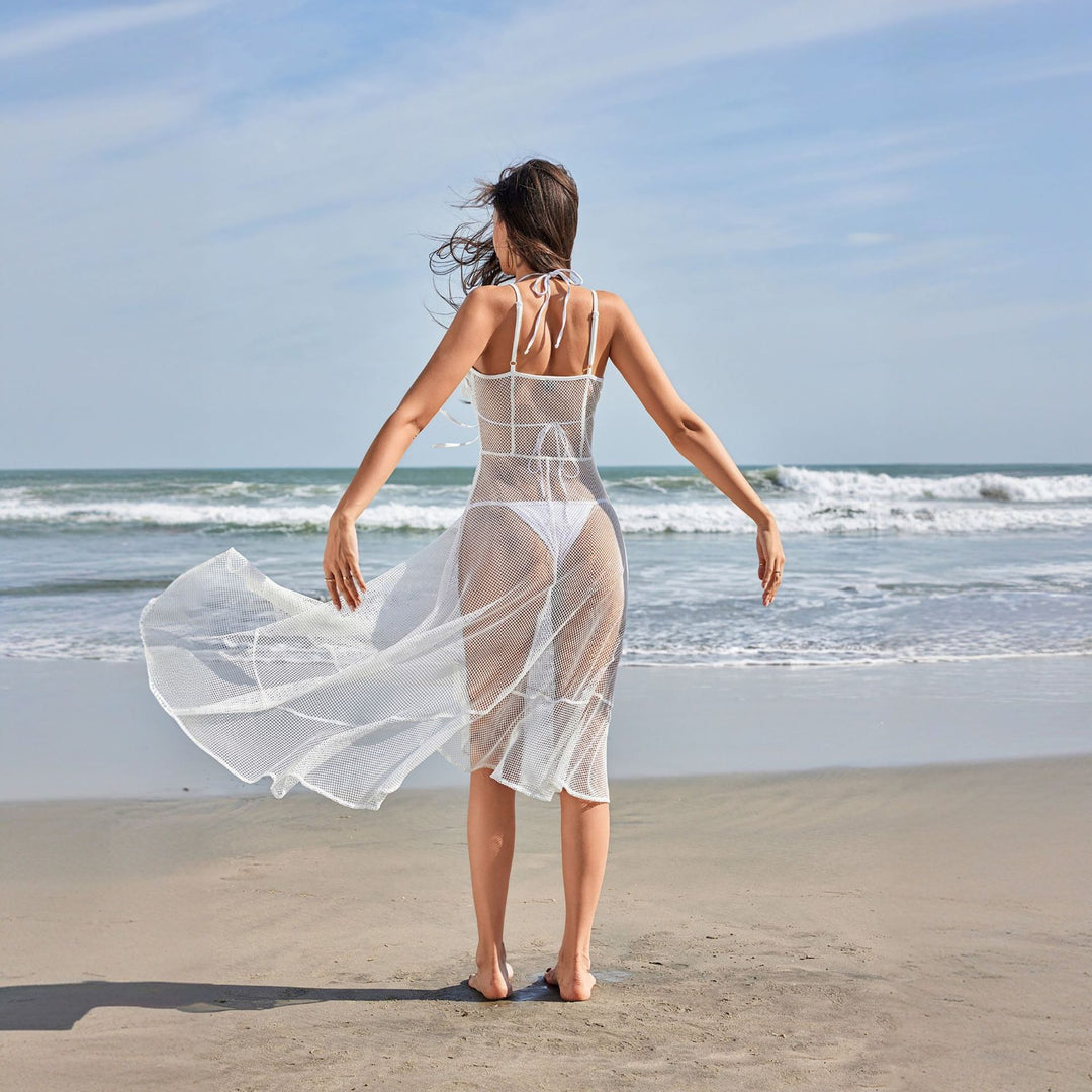 Damen elegante Netz-Strandüberwurf EB