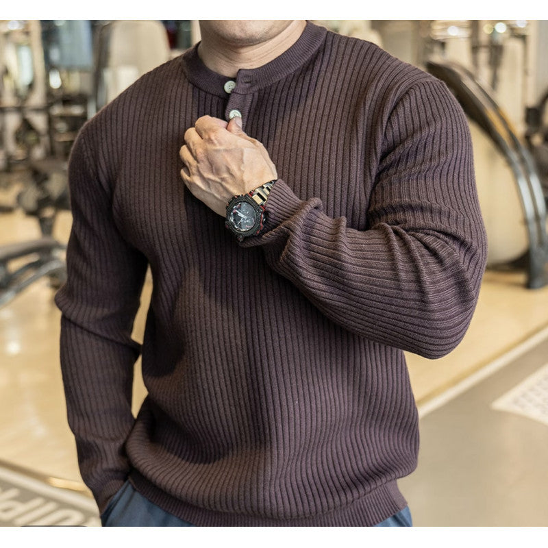 Herren Langarm Pullover mit strukturiertem Rippenstrick EB