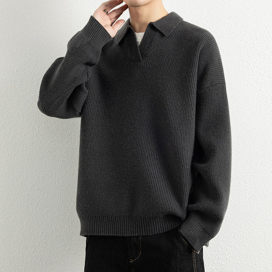 Herren lässiger Strickpullover mit modernem V-Ausschnitt und sportlichem Design EB