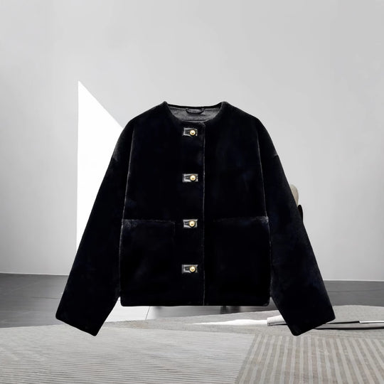 Damen weiche und luxuriöse Jacke aus Kunstfell EB