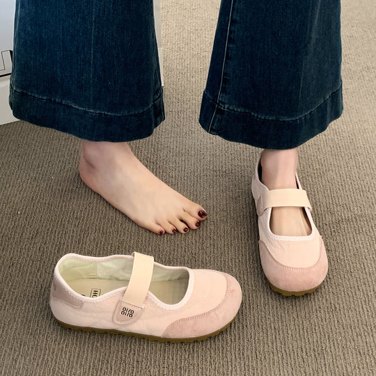 Damen Komfortable Ballerinas mit verstellbarem Riemen und atmungsaktivem Innenfutter EB