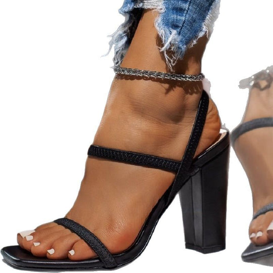 Damen elegante High Heel Sandalen mit schmalen Riemen EB