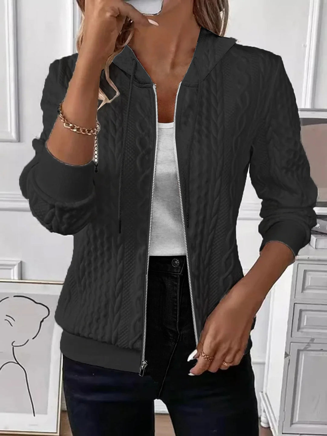 Damen Strickjacke mit Kapuze EB