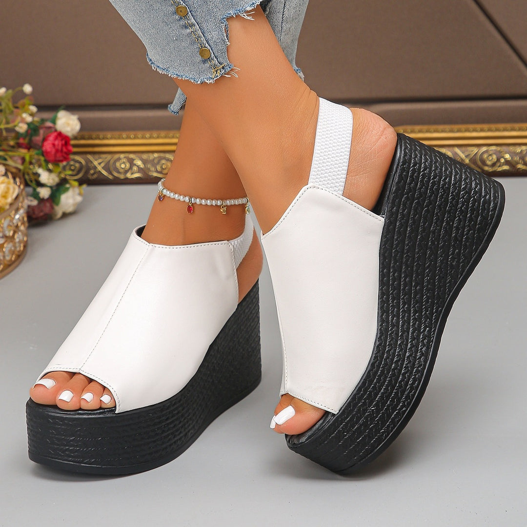Damen Plattform-Pantoletten mit elegantem offener Zehenpartie und modischem Riemendesign EB