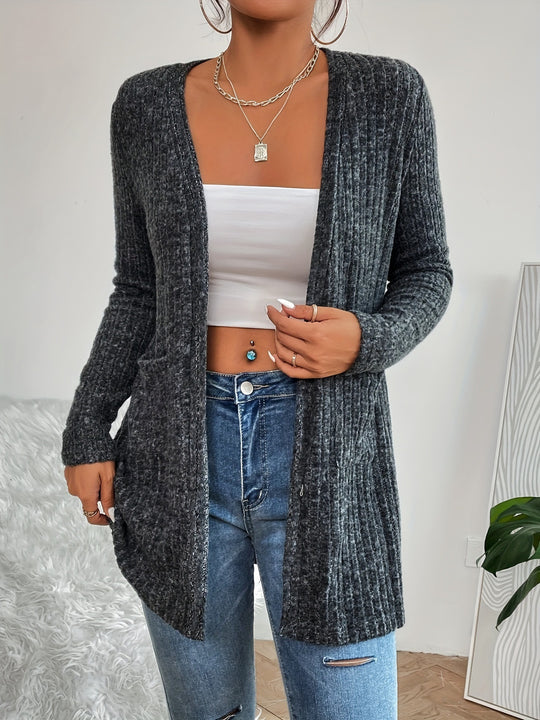 Damen Strickjacke mit strukturiertem Design und praktischen Taschen EB