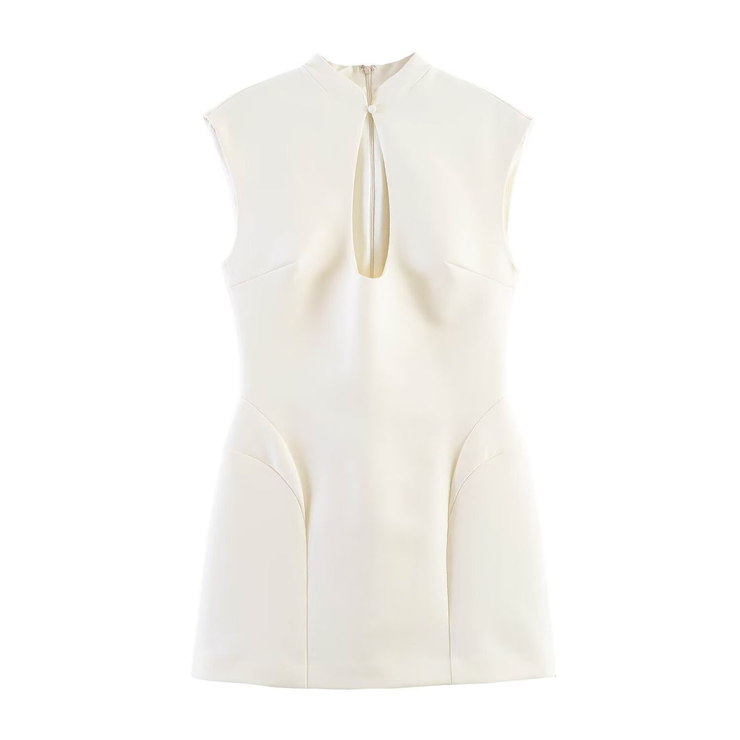 Damen figurbetontes Sommerkleid mit V-Ausschnitt und Rückenschlitz EB