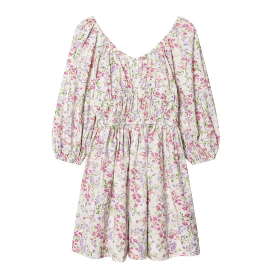 Damen Sommerkleid mit voluminösen Puffärmeln und elastischer Taillierung EB