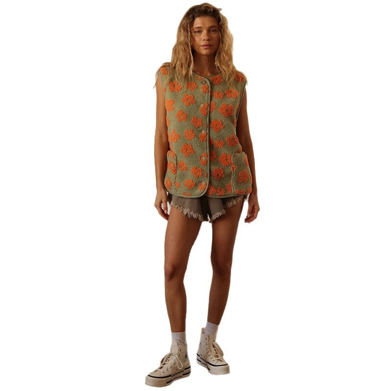 Damen Weste im gemütlichen Strickdesign mit floralen Mustern EB