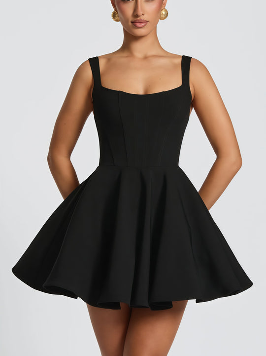 Damen Cocktailkleid mit oversized Schleifen-Design und fließendem Rock EB