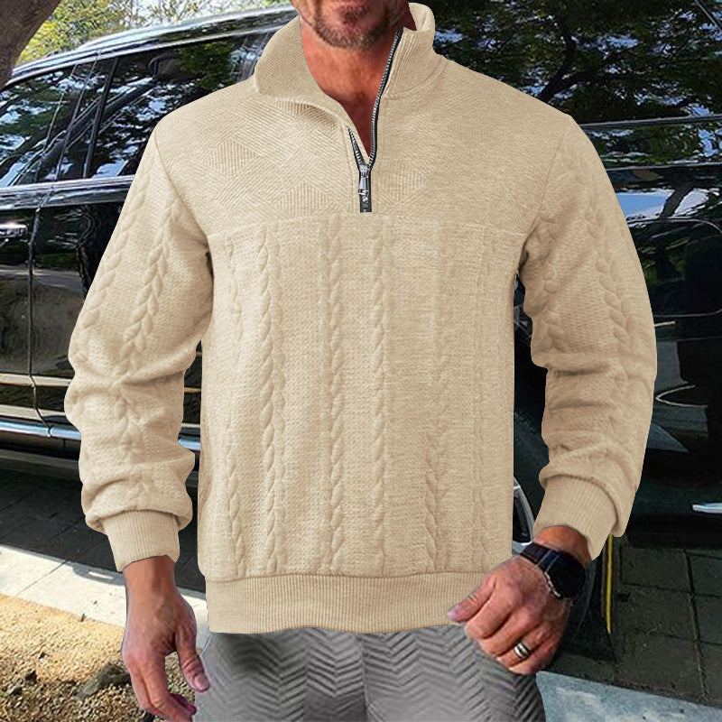 Herren Zip-Pullover mit strukturiertem Design EB