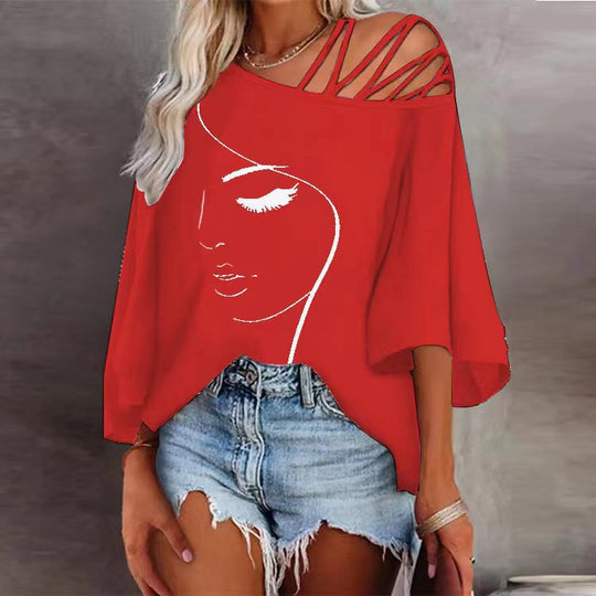 EB | Spleißen lockeres lässiges Print-T-Shirt