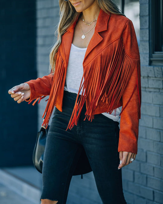 EB | Damen Fransen Wildlederjacke