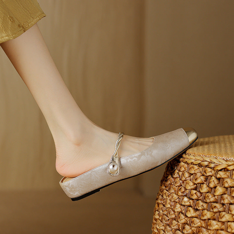 Damen modische Ballerinas mit dekorativem Riemchen und weicher Innensohle EB