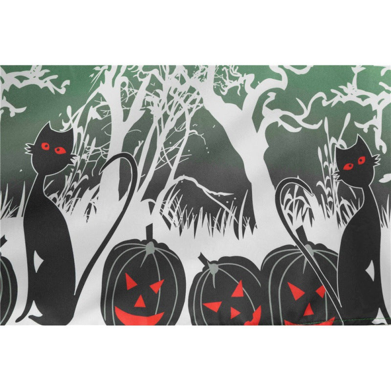 Damen Vintage Swingkleid mit gewelltem Ausschnitt, tailliertem Oberteil und Halloween-Print EB