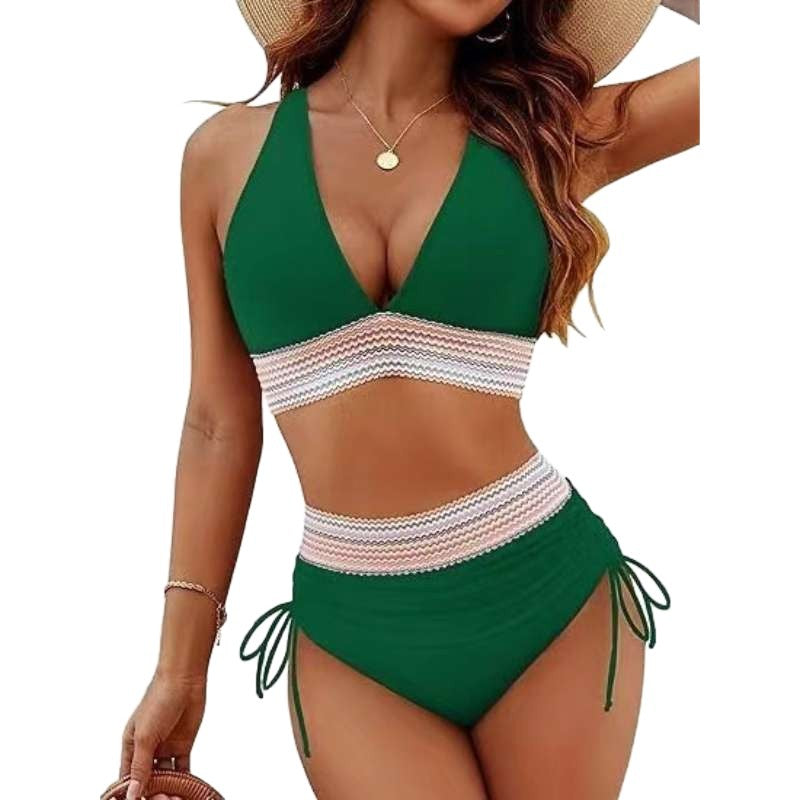 Damen Bikiniset mit hohem Bund und verstellbaren Rüschen EB
