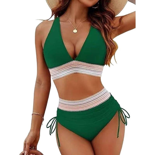 Damen Bikiniset mit hohem Bund und verstellbaren Rüschen EB