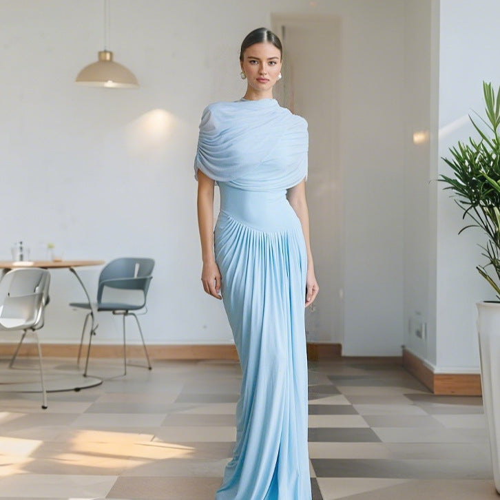 Damen Elegantes Maxikleid mit dekorativen Drapierungen EB