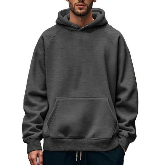 Herren nan oversized Kapuzenpullover mit Kängurutasche, Raglanärmeln und gerippten Bündchen EB