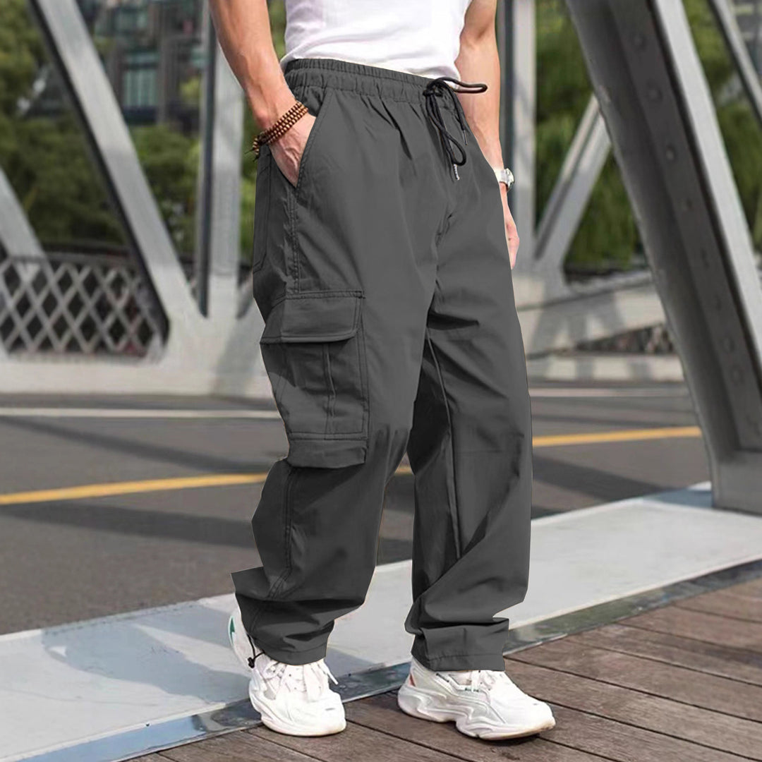 Herren moderne Cargohose mit elastischem Bund und multifunktionalen Taschen EB