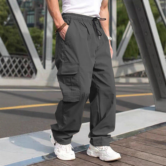 Herren moderne Cargohose mit elastischem Bund und multifunktionalen Taschen EB