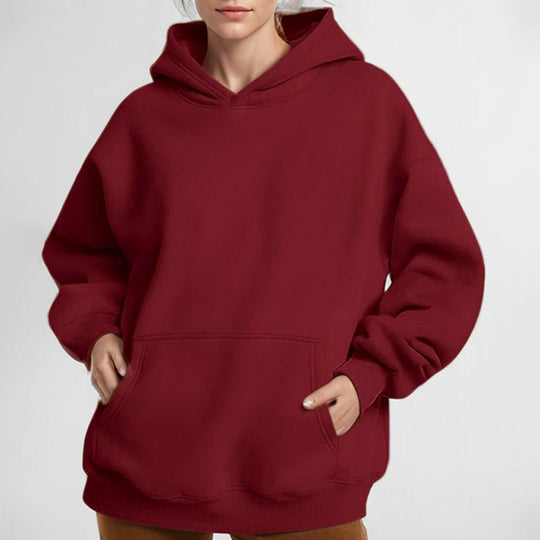 Damen nan extraweites Boxy-Kapuzenpullover mit tiefer Schulterpassform, Känguru-Eingrifftasche und angerauter Innenseite EB