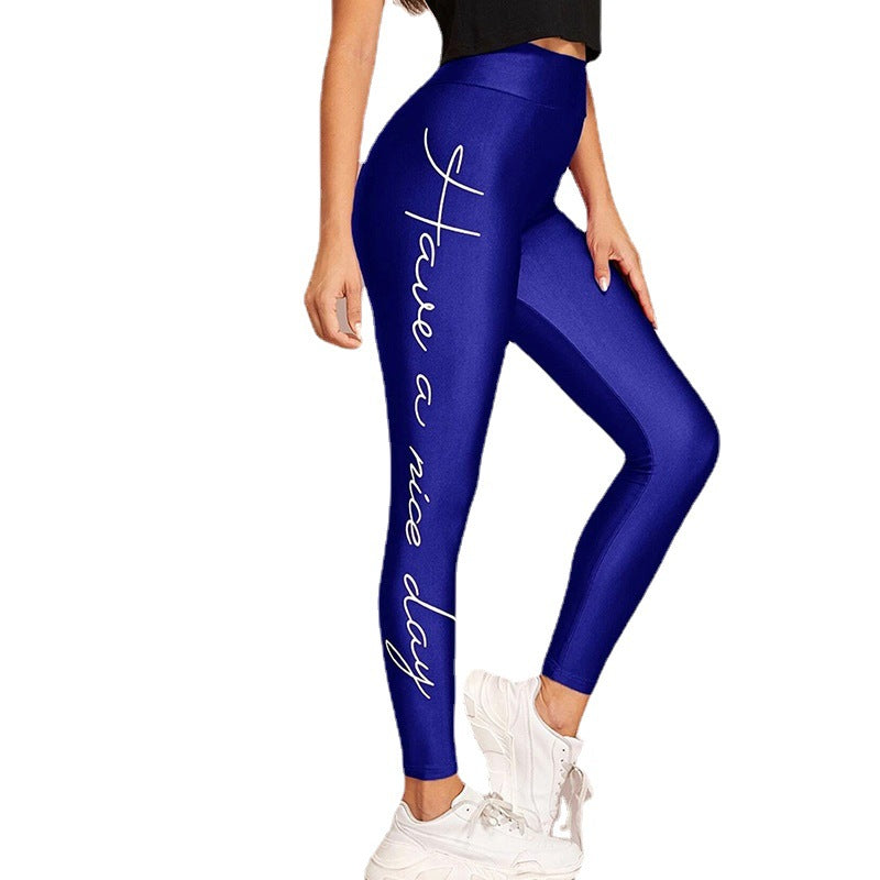 Damen Sportleggings mit inspirierendem Schriftzug und hohem Bund EB