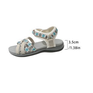 Damen Komfortable Riemensandalen mit modischem Ethno-Muster EB