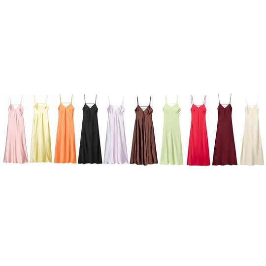 Damen Sommerliches Spaghettiträgerkleid mit schmeichelndem Schnitt und fließendem Stoff EB