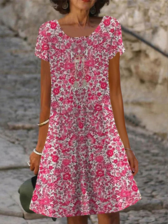 Damen lässiges Sommerkleid mit modernen Mustern und femininem Schnitt EB
