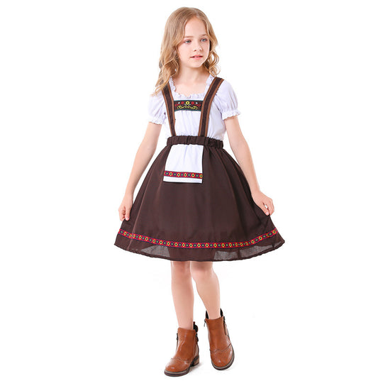 Damen nan traditionelles Mädchen-Dirndlkleid mit Schürze und dekorativen Stickereien EB