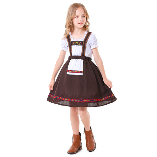 Damen nan traditionelles Mädchen-Dirndlkleid mit Schürze und dekorativen Stickereien EB