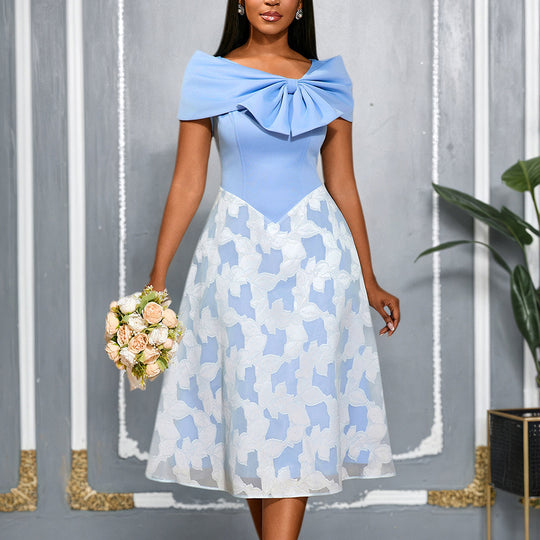 Damen festliches Cocktailkleid mit raffiniertem Überwurf und elegantem Rock EB