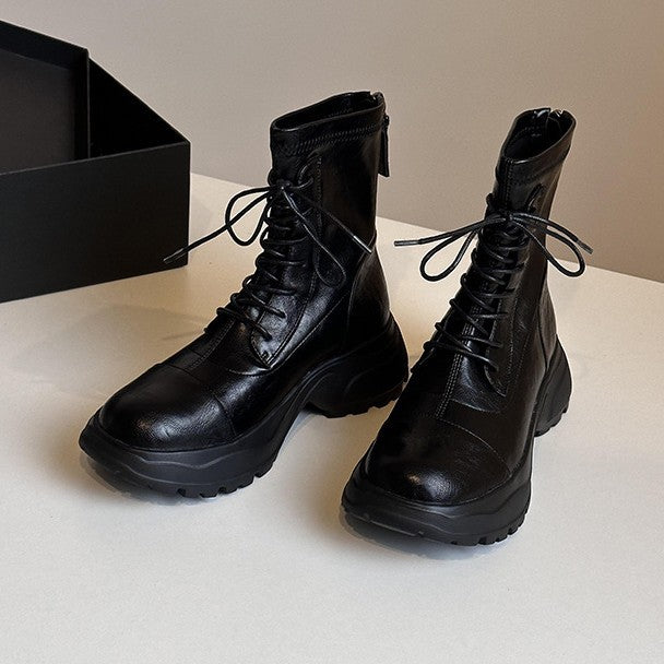 Damen Schnürstiefel mit rutschfester Sohle und probatem Reißverschluss EB