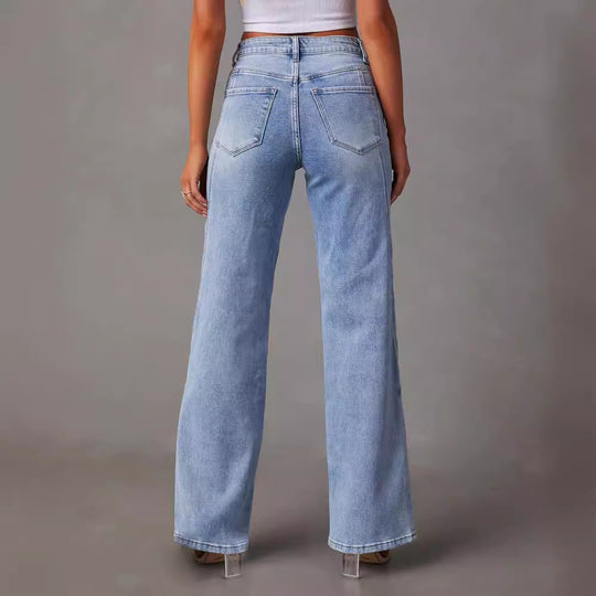 Damen Hochtaillierte Flared Jeans EB